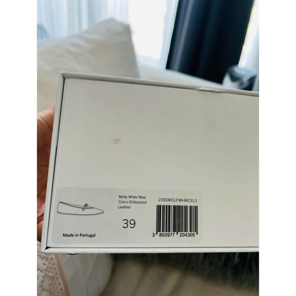 BY FAR Molly Maxi Croco Embossed ballet Leather Flat white 39 - Picture 10 of 12